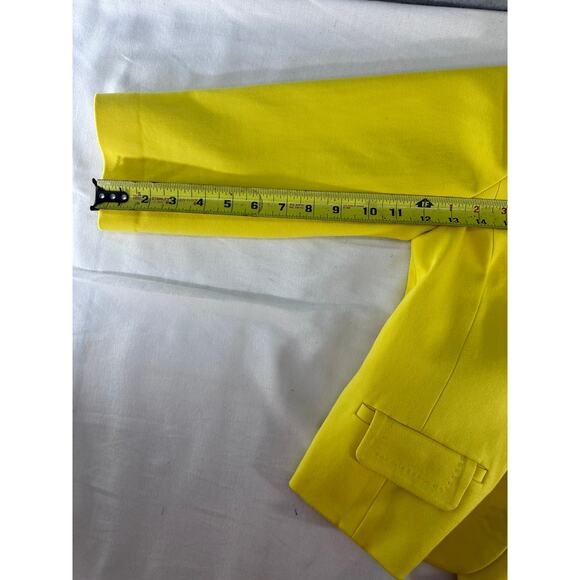 Trina Turk Women's sz M/8 *see desc 3/4 sleeve Yellow Blazer Officewear Vacation - Picture 9 of 12